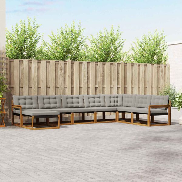 vidaXL K&uuml;lt&eacute;ri kanap&eacute; szett 8 pcs Term&eacute;szetes &eacute;s Vil&aacute;gossz&uuml;rke