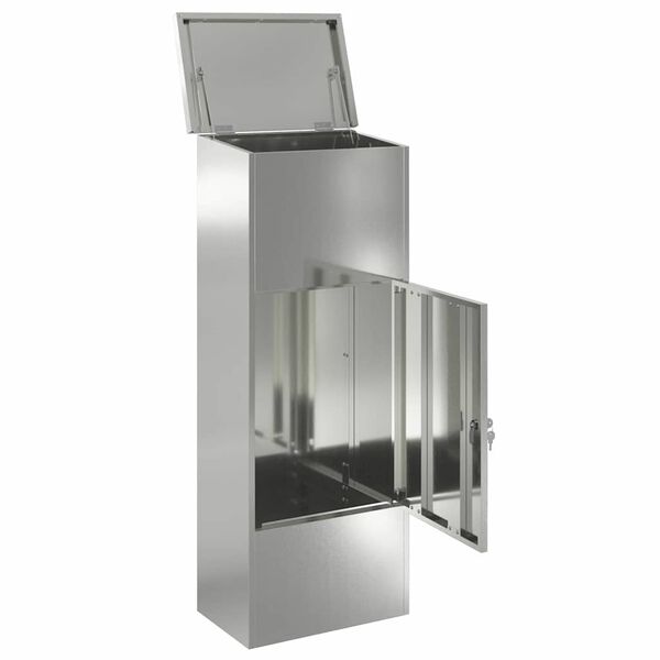 vidaXL Csomagz&aacute;r&oacute; doboz Fekete 44,5 x 29 x 110,5 cm Horganyzott ac&eacute;l