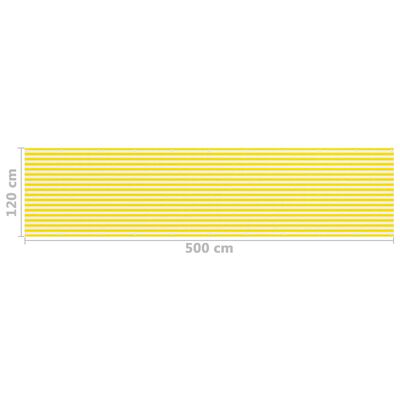 vidaXL sárga-fehér HDPE erkélytakaró 120 x 500 cm