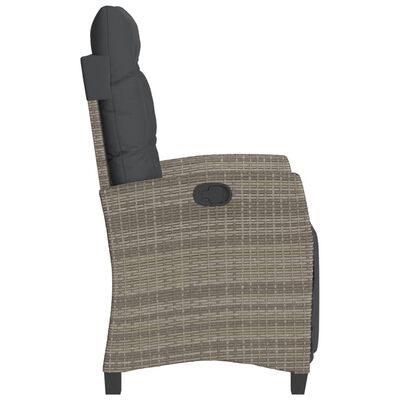 vidaXL szürke polyrattan dönthető kerti szék lábtartóval