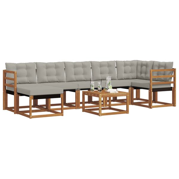 vidaXL K&uuml;lt&eacute;ri kanap&eacute; szett 8 pcs Term&eacute;szetes &eacute;s Vil&aacute;gossz&uuml;rke