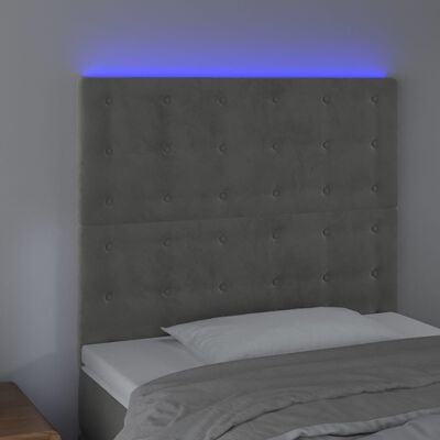 vidaXL világosszürke bársony LED-es fejtámla 90x5x118/128 cm