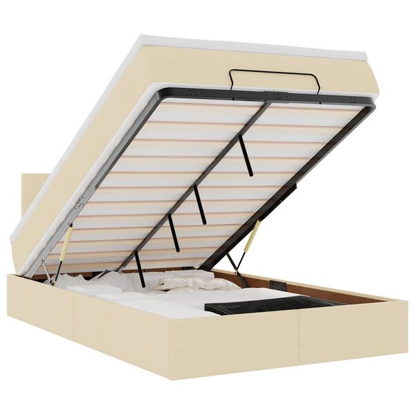 vidaXL kr&eacute;msz&iacute;nű sz&ouml;vet ottom&aacute;n &aacute;gy matraccal & LED-ek 120x190cm