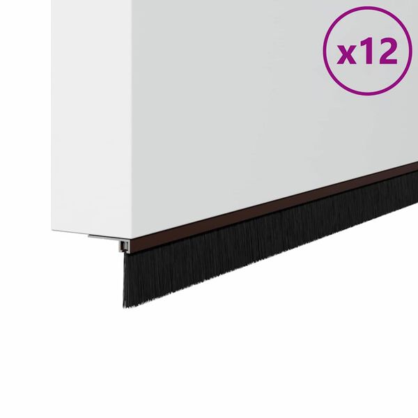 vidaXL Csavaros Ajt&oacute; Kefe Z&aacute;r 12 pcs Barna 100 cm Alum&iacute;nium &ouml;tv&ouml;zet