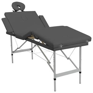 vidaXL antracitsz&uuml;rke 4 z&oacute;n&aacute;s massz&aacute;zsasztal alum&iacute;niumv&aacute;zzal 186x68 cm