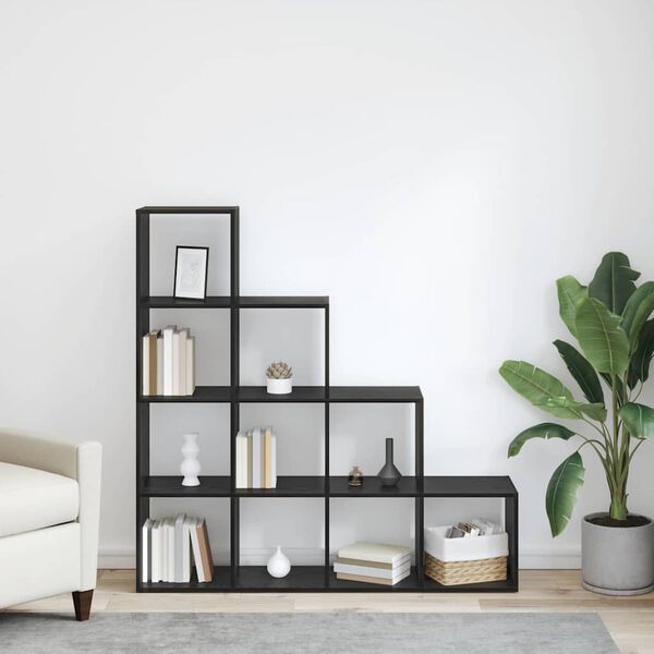 vidaXL Szobaelv&aacute;laszt&oacute; k&ouml;nyvespolc Fekete t&ouml;lgy 131,5 x 29 x 131,5 cm