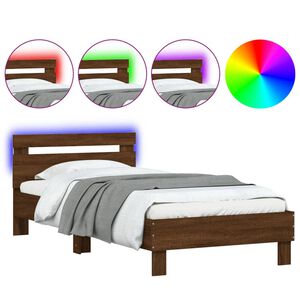 vidaXL barna t&ouml;lgy sz&iacute;nű &aacute;gykeret fejt&aacute;ml&aacute;val &eacute;s LED-ekkel 100x200 cm