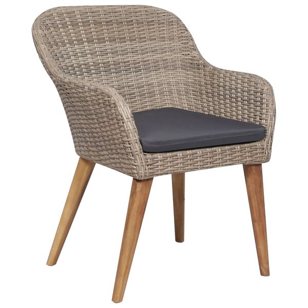 vidaXL 7 részes kültéri polyrattan étkezőgarnitúra párnákkal