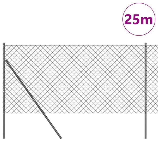 vidaXL Ker&iacute;t&eacute;soszlop Sz&uuml;rke 25 x 1 m (60 x 60 mm h&aacute;l&oacute;) Ac&eacute;l