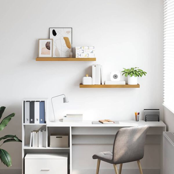 vidaXL Falpolc Falra szerelhető 2 pcs B&eacute;zs 80 x 23,5 x 4 cm Faanyag