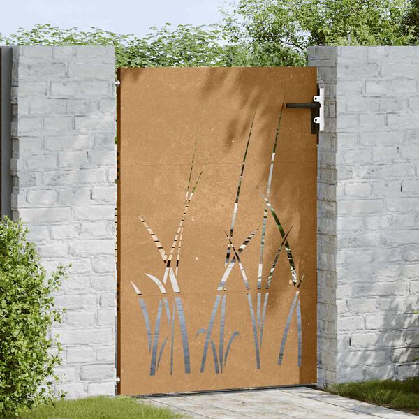 vidaXL fűmintás corten acél kerti kapu 85 x 125 cm