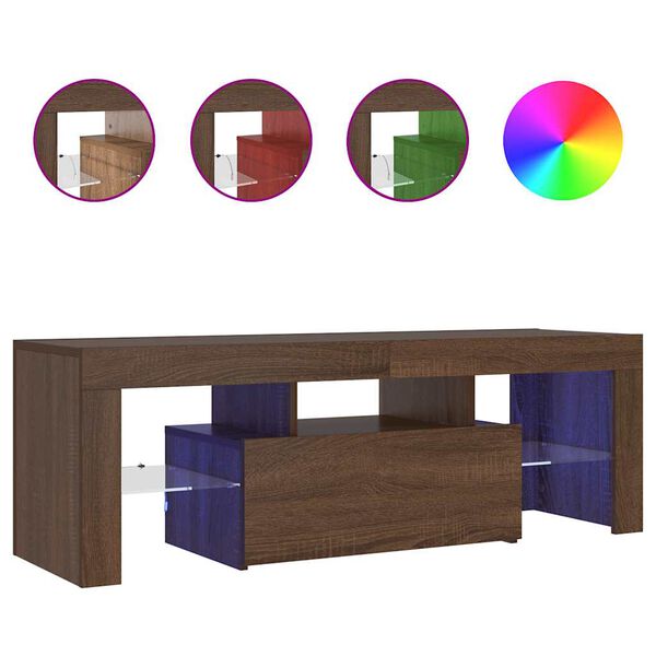 vidaXL barna t&ouml;lgysz&iacute;nű TV-szekr&eacute;ny LED-vil&aacute;g&iacute;t&aacute;ssal 120 x 35 x 40 cm