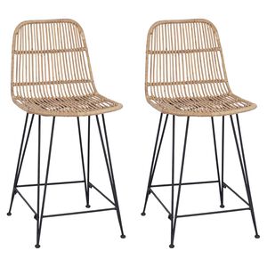 vidaXL B&aacute;rsz&eacute;k 2 pcs Term&eacute;szetes 44 x 54 x 96 cm Rattan &eacute;s ac&eacute;l