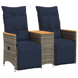 vidaXL k&eacute;tszem&eacute;lyes d&ouml;nthető kerti kanap&eacute; asztallal, sz&uuml;rke polyrattan