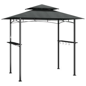 vidaXL antracit ac&eacute;l grillező pavilon oldals&oacute; polcokkal 240x150x243 cm
