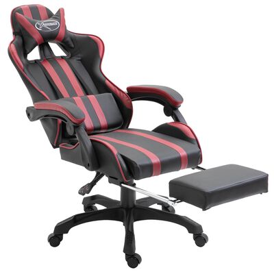 vidaXL bordó műbőr gamer szék lábtartóval