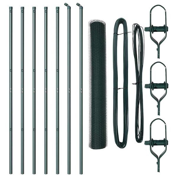 vidaXL Ker&iacute;t&eacute;soszlop Z&ouml;ld 10 x 1 m (25 mm h&aacute;l&oacute;) Ac&eacute;l &eacute;s PVC