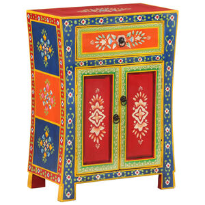 vidaXL k&eacute;zzel festett t&ouml;m&ouml;r mang&oacute;fa kisszekr&eacute;ny ajt&oacute;kkal 53x30x74 cm