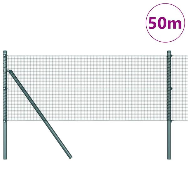 vidaXL Ker&iacute;t&eacute;soszlop Z&ouml;ld 50 x 0,6 m (12 x 12 mm h&aacute;l&oacute;) Ac&eacute;l &eacute;s PVC