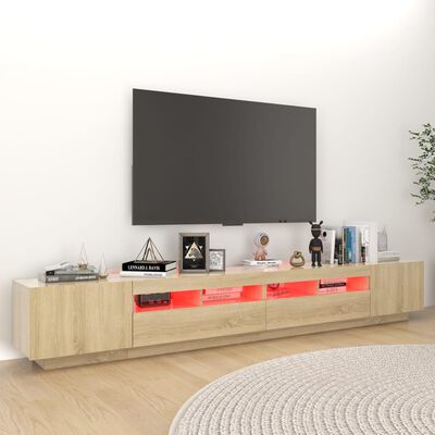 vidaXL sonoma-tölgy színű TV-szekrény LED-lámpákkal 260 x 35 x 40 cm