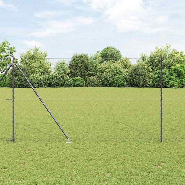vidaXL Kerítés oszlopokkal Szürke 1.6 x 50 m PVC-bevonatos acél