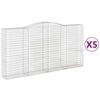 vidaXL 5 db &iacute;ves horganyzott vas gabion kos&aacute;r 400x50x200/220 cm