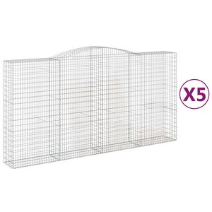 vidaXL 5 db &iacute;ves horganyzott vas gabion kos&aacute;r 400x50x200/220 cm