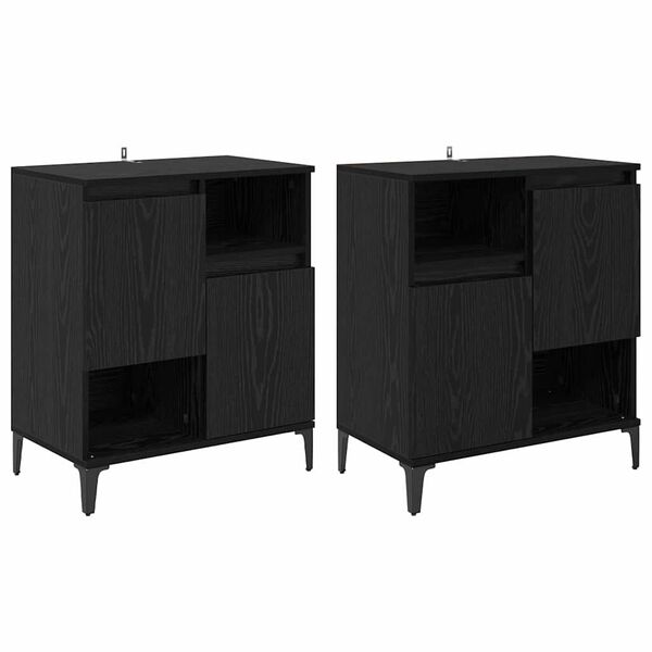 vidaXL Oldalszekr&eacute;nyek 2 pcs Fekete t&ouml;lgy 60 x 35 x 70 cm Faanyag