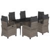 vidaXL 7 r&eacute;szes sz&uuml;rke polyrattan kerti &eacute;tkezőgarnit&uacute;ra p&aacute;rn&aacute;val