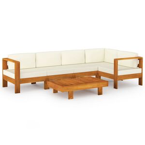 vidaXL 6 r&eacute;szes ak&aacute;cfa kerti pihenőgarnit&uacute;ra p&aacute;rn&aacute;kkal 100 x 60 cm