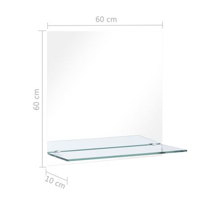 vidaXL edzett üveg falitükör polccal 60 x 60 cm