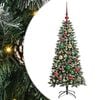 vidaXL Mű kar&aacute;csonyfa 150 LED-del Z&ouml;ld 120 cm PVC &eacute;s Műanyag &eacute;s Ac&eacute;l