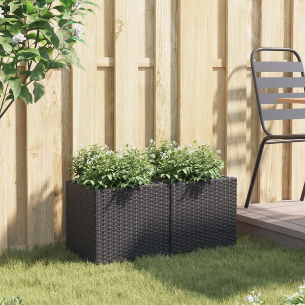 vidaXL 2 db fekete polyrattan kerti &uuml;ltetől&aacute;da 36x30x32 cm