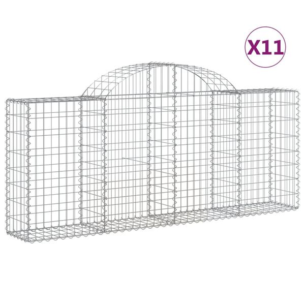 vidaXL 11 db íves horganyzott vas gabion kosár 200x30x80/100 cm