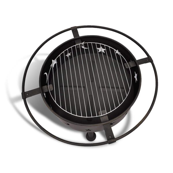 vidaXL Tűzm&eacute;ret Hold Fekete 82 x 82 x 64 cm Ac&eacute;l