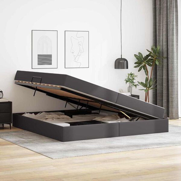 vidaXL &Aacute;gy t&aacute;rol&oacute;val &eacute;s matraccal matracmal t&aacute;rol&oacute;val 2 pcs Sz&uuml;rke Bőr