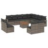 vidaXL 13 r&eacute;szes sz&uuml;rke polyrattan kerti &uuml;lőgarnit&uacute;ra p&aacute;rn&aacute;kkal
