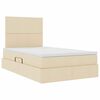 vidaXL Ágy tárolóval és LED lámpával Krém 120 x 200 cm Poliészter