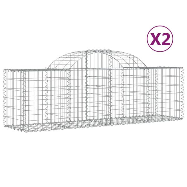 vidaXL 2 db íves horganyzott vas gabion kosár 200x50x60/80 cm