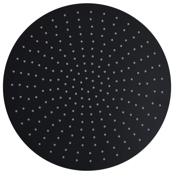 vidaXL fekete kerek rozsdamentes ac&eacute;l esőztető zuhanyfej 40 cm