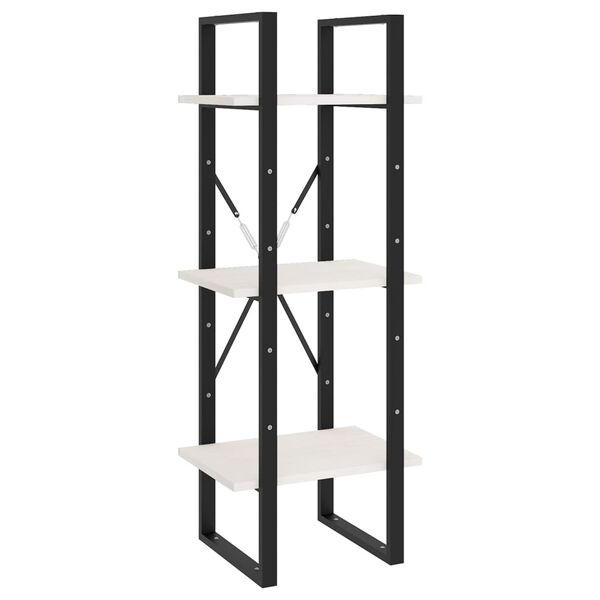 vidaXL 3-szintes fehér tömör fenyőfa könyvszekrény 40 x 30 x 105 cm