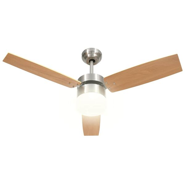 vidaXL vil&aacute;gosbarna mennyezeti ventil&aacute;tor f&eacute;nnyel/t&aacute;vir&aacute;ny&iacute;t&oacute;val 108cm
