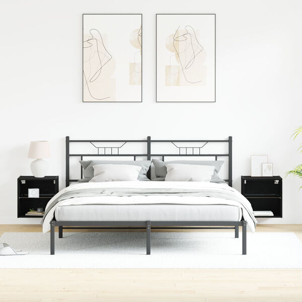 vidaXL Lebegő polc polcokkal 2 pcs Fekete 40 x 28,5 x 40 cm Faanyag