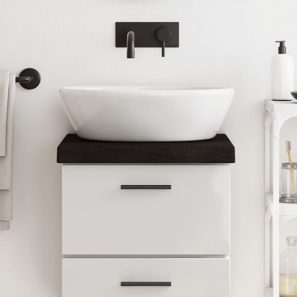 vidaXL sötétbarna kezelt tömör fa fürdőszobai pult 40x40x(2-6) cm