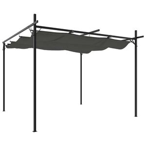 vidaXL antracitsz&uuml;rke pergola beh&uacute;zhat&oacute; tetővel 295 x 292 x 230 cm