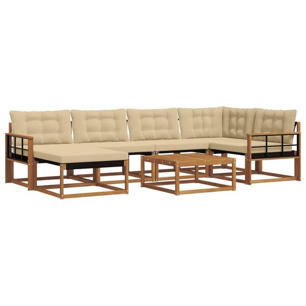 vidaXL K&uuml;lt&eacute;ri kanap&eacute; szett 19 pcs Term&eacute;szetes &eacute;s b&eacute;zs T&ouml;m&ouml;r Ak&aacute;cfa