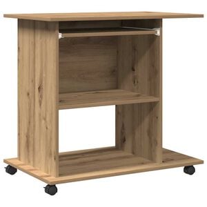 vidaXL k&eacute;zműves t&ouml;lgy sz&iacute;nű szerelt fa sz&aacute;m&iacute;t&oacute;g&eacute;pasztal 80 x 50 x 75cm