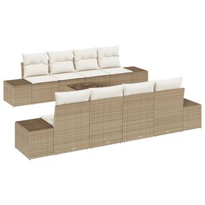 vidaXL Kerti Kanap&eacute; Szett p&aacute;rn&aacute;val 7 pcs Beige &eacute;s kr&eacute;m polirattan