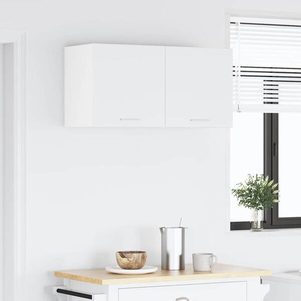 vidaXL F&uuml;ggő szekr&eacute;ny t&aacute;rol&oacute;val ajt&oacute;val Feh&eacute;r 80 x 31 x 40 cm Faanyag