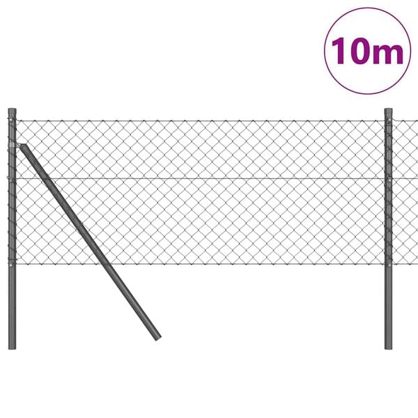 vidaXL Ker&iacute;t&eacute;soszlop Sz&uuml;rke 10 x 0,6 m (40 x 40 mm-es h&aacute;l&oacute;)